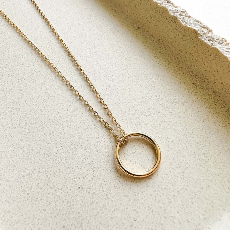 Colar Banhado a Ouro 18k Círculo Vazado