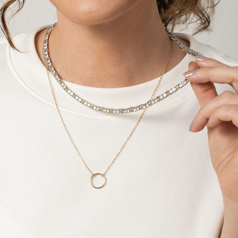 Colar Banhado a Ouro 18k Círculo Vazado