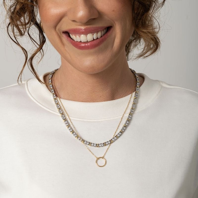 Colar Banhado a Ouro 18k Círculo Vazado