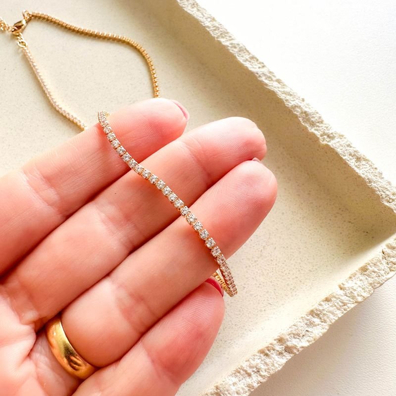 Colar Riviera Banhado a Ouro 18k com Zircônias Cristal