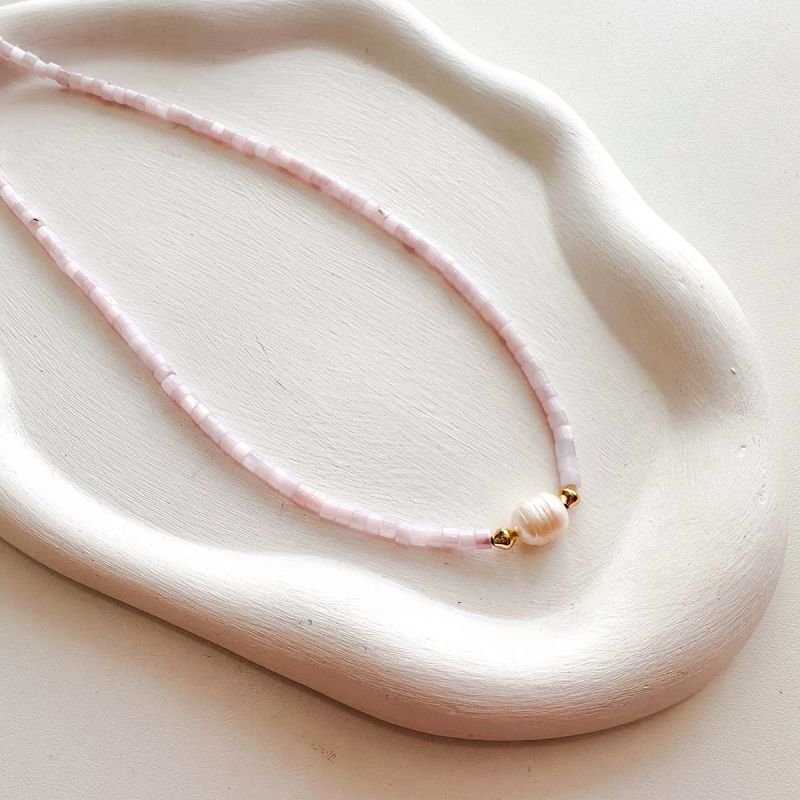 Colar Banhado a Ouro 18k Madrepérola com Pérola de Água Doce