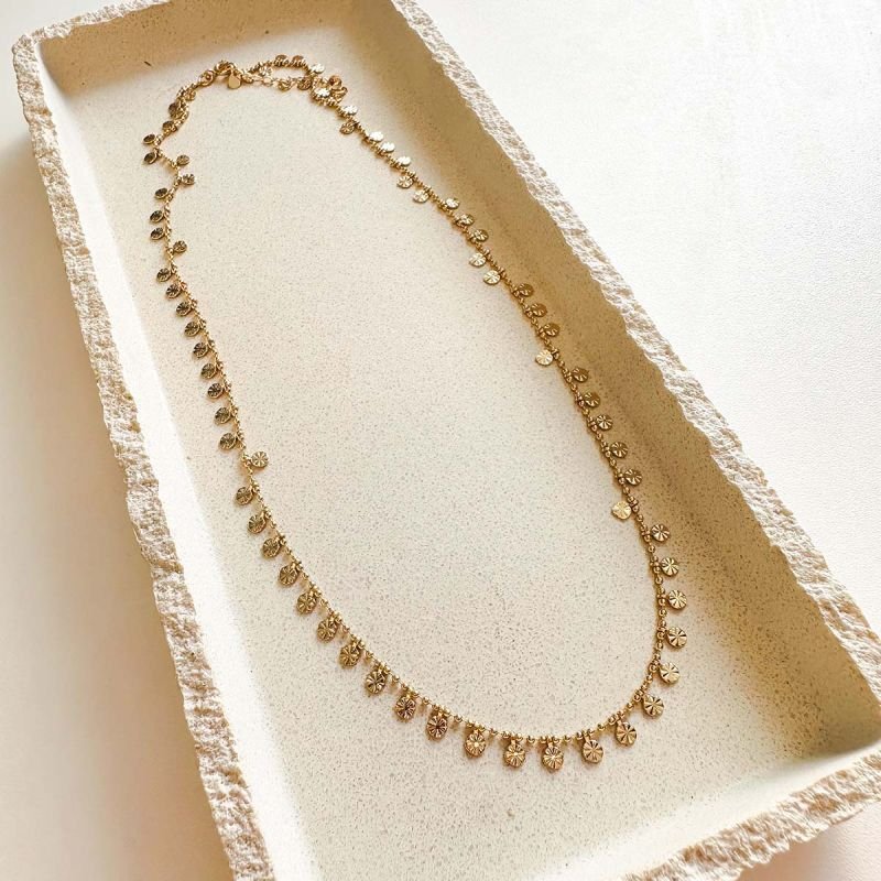 Colar Banhado a Ouro 18k com Medalhinhas Texturizadas