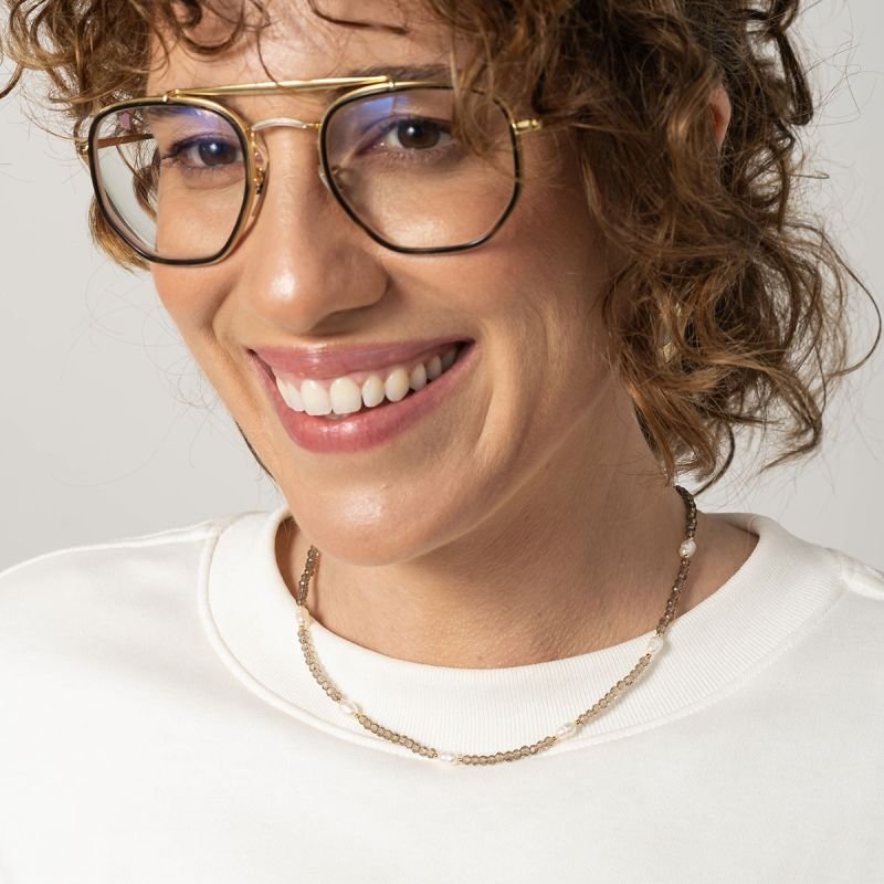 Colar Banhado Cristais Mini Pérolas