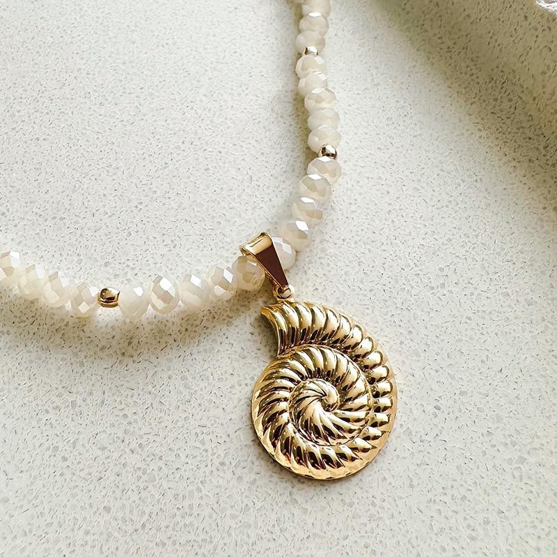 Colar Banhado Cristal Concha Caracol