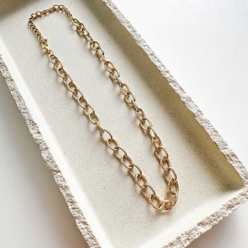 Colar Biju Corrente Choker com Elos Ovais 