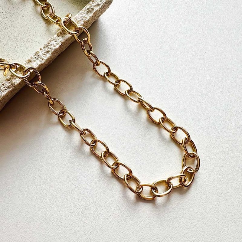 Colar Biju Corrente Choker com Elos Ovais 