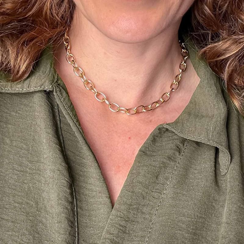 Colar Biju Corrente Choker com Elos Ovais 