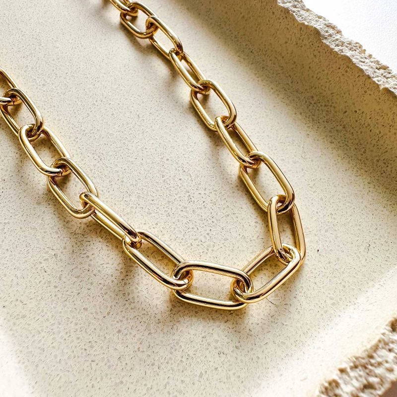 Colar Biju Corrente Choker Dourada