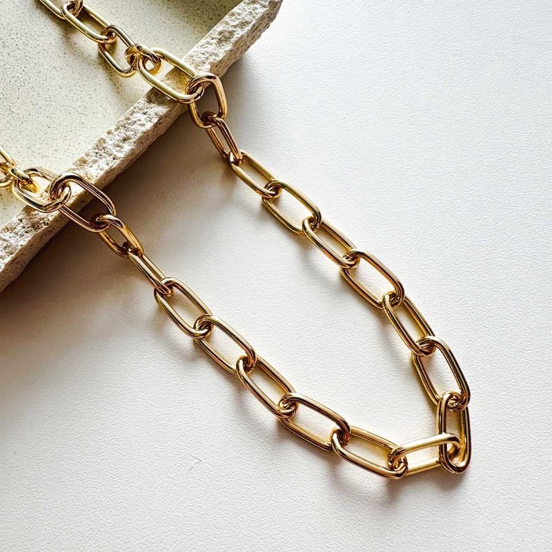 Colar Biju Corrente Choker Dourada