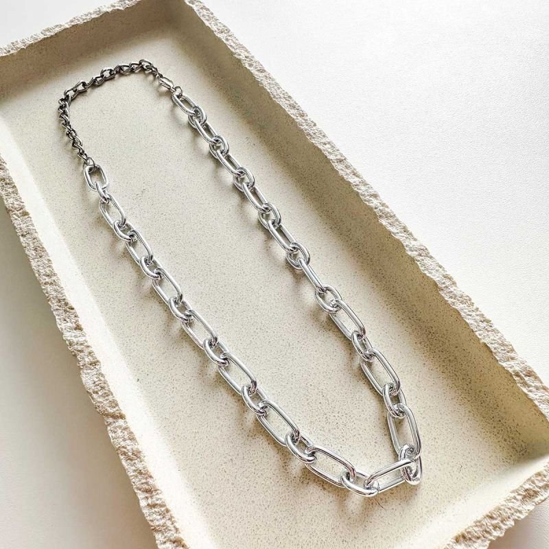 Colar Biju Corrente Choker Elos Alternados