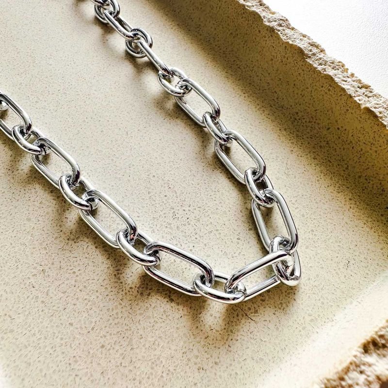 Colar Biju Corrente Choker Elos Alternados
