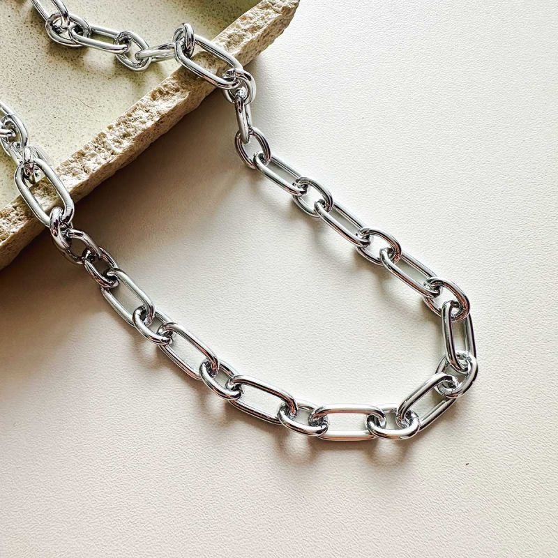 Colar Biju Corrente Choker Elos Alternados