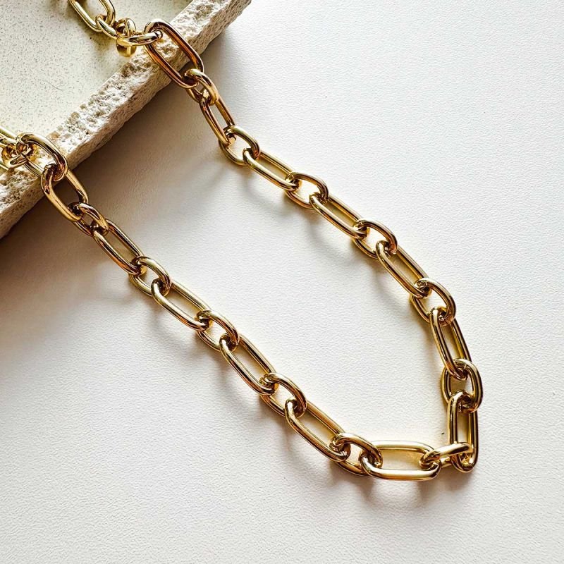 Colar Biju Corrente Choker Elos Alternados