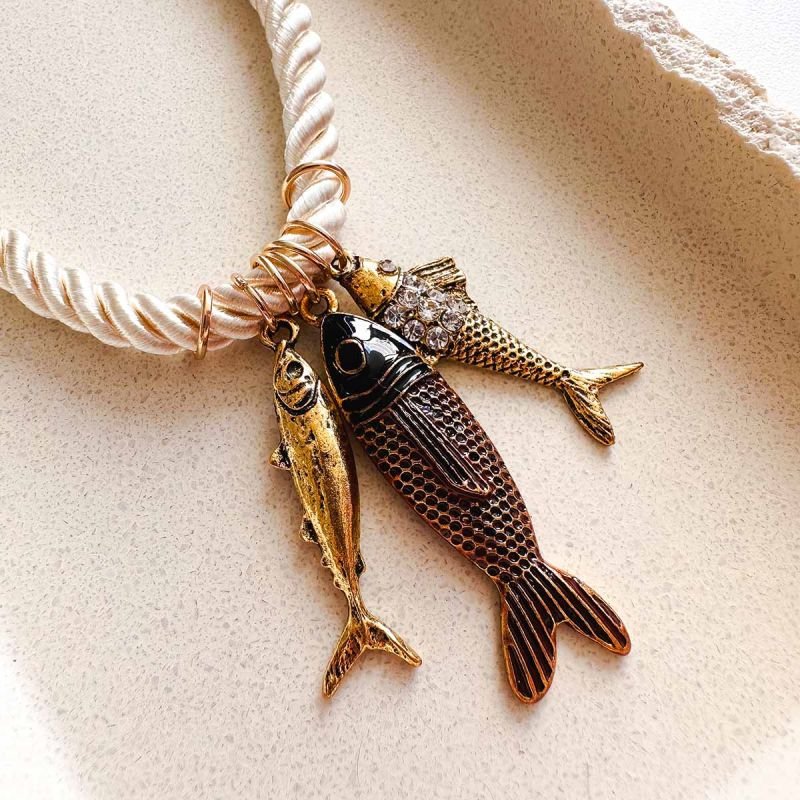 Colar Bijuteria Corda Peixes
