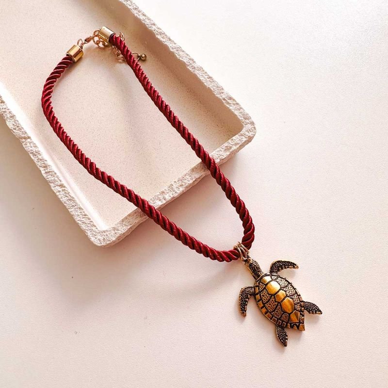 Colar Bijuteria Corda Tartaruga