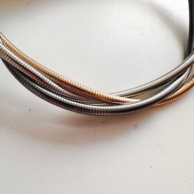 Colar Bijuteria Três Banhos Entrelaçados