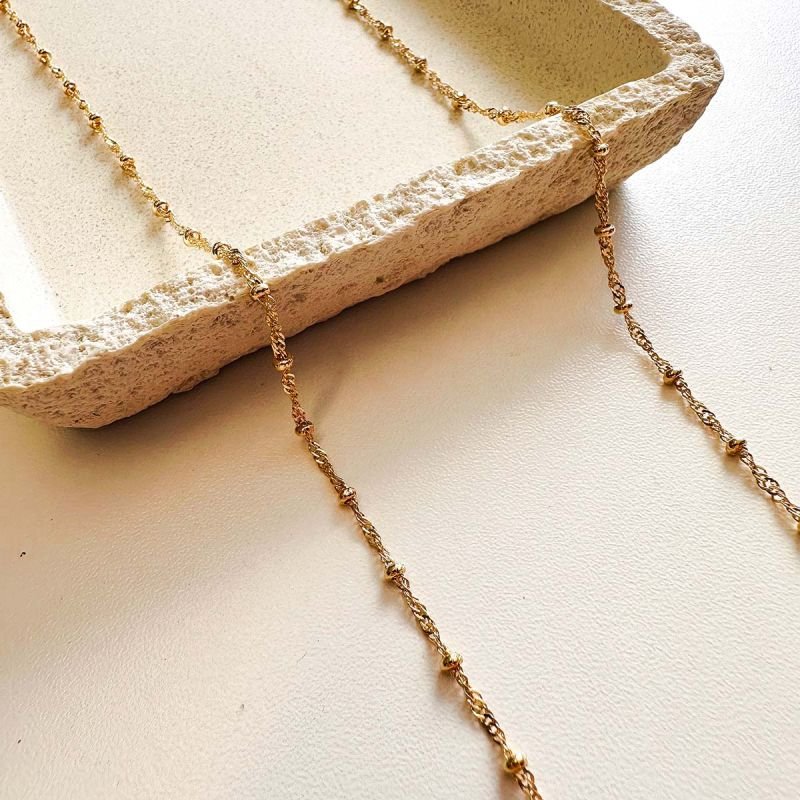 Colar Bolinhas Fio de Luz Banhado a Ouro 18k