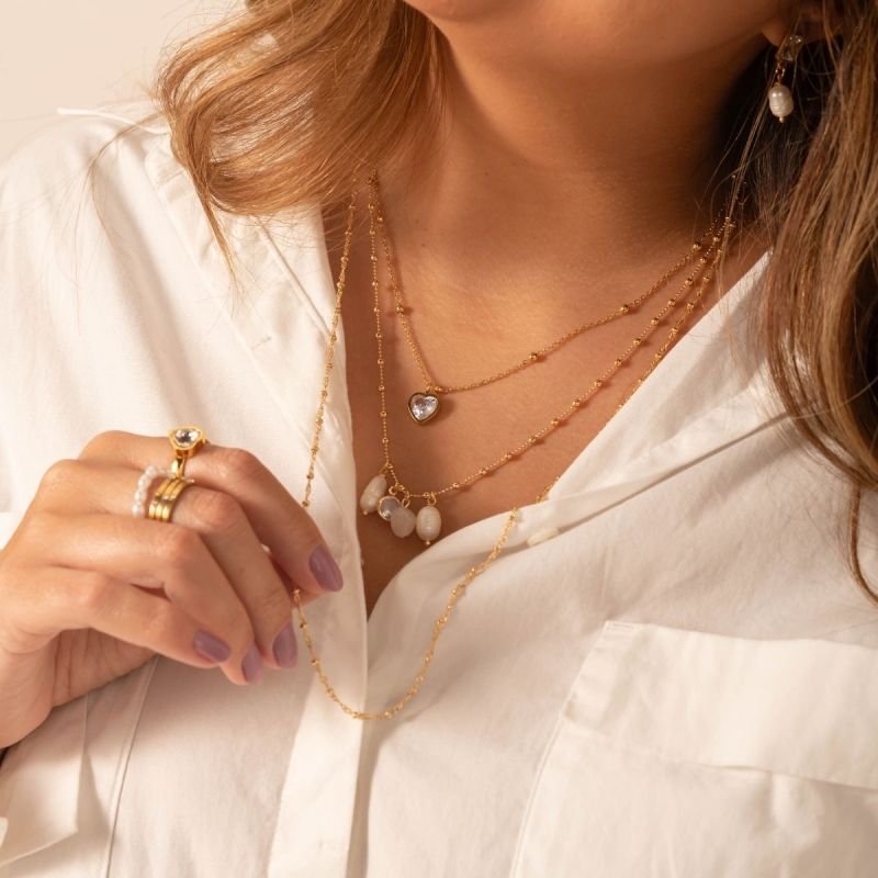 Colar Bolinhas Fio de Luz Banhado a Ouro 18k