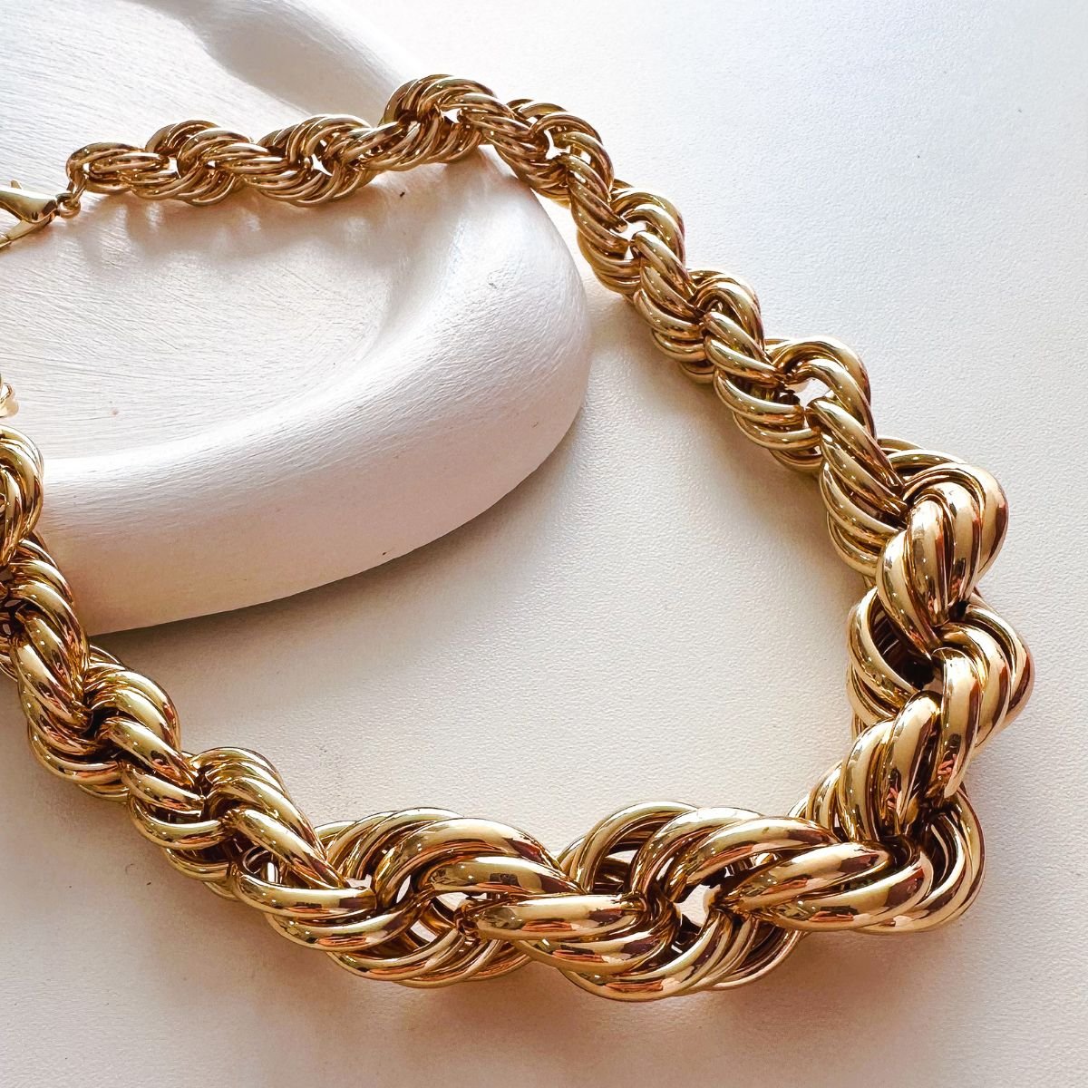 Colar Bijuteria Corrente Elo Crescente Dourado