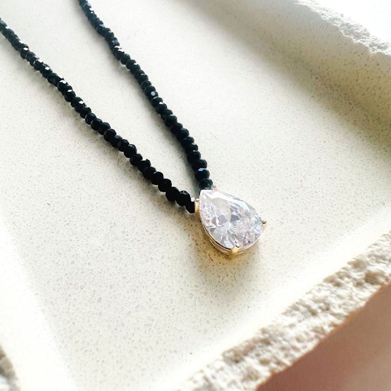 Colar Cristais Pingente Gota Cristal