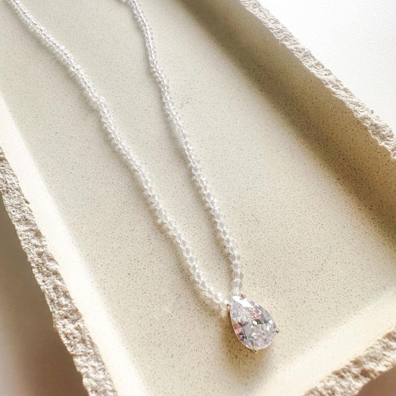 Colar Cristais Pingente Gota Cristal