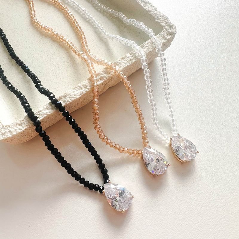 Colar Cristais Pingente Gota Cristal