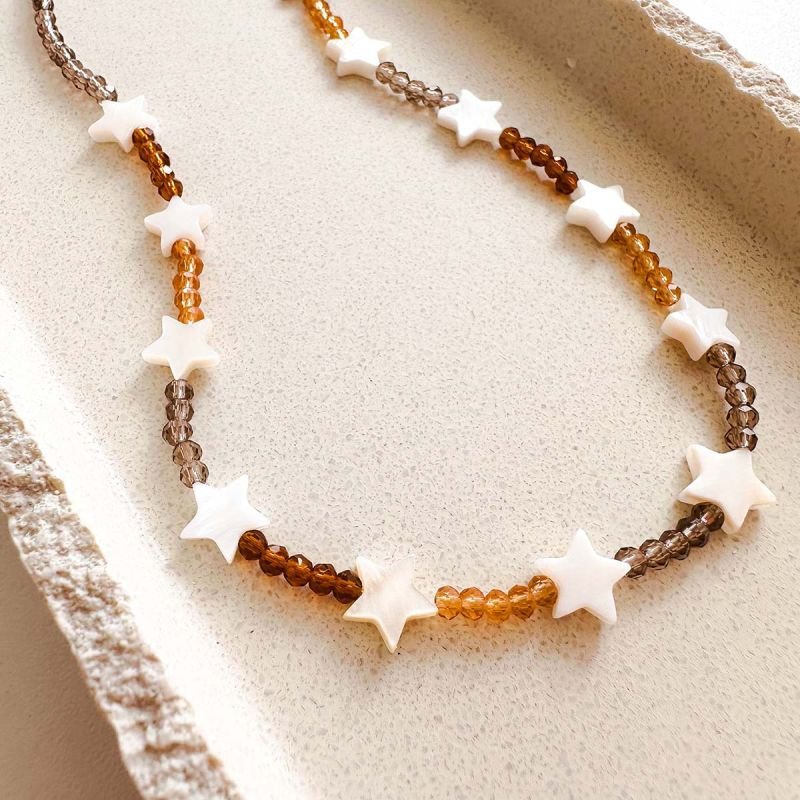 Colar Cristal e Estrela Madrepérola