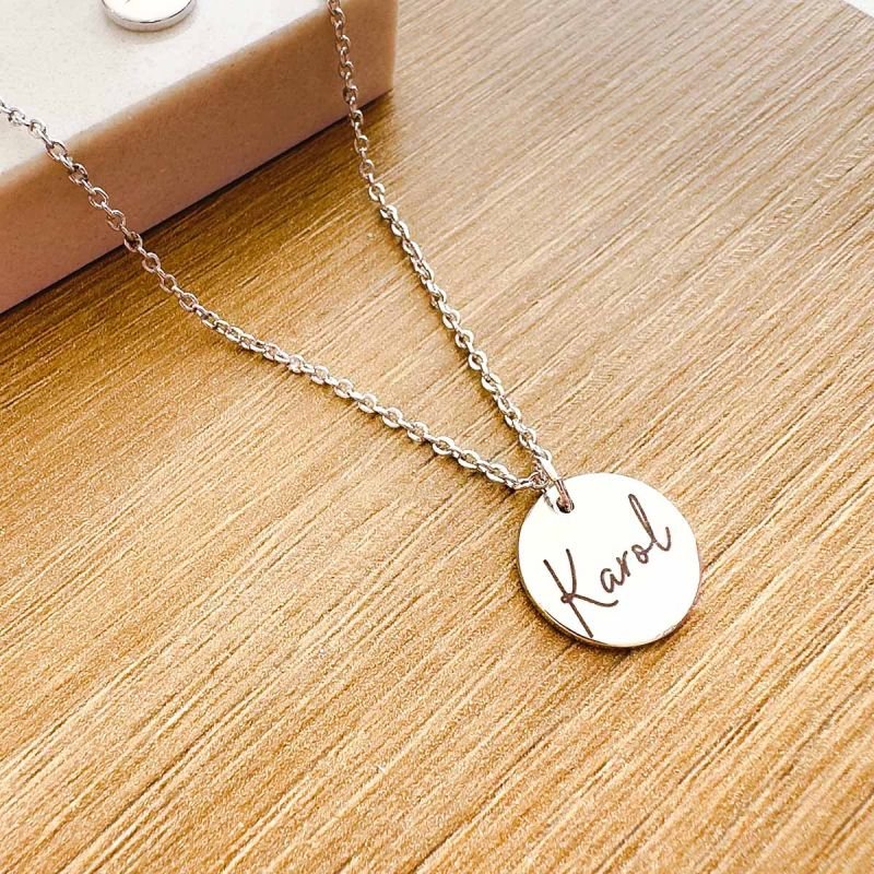 Colar Duplo Personalizado Banhado Nome Medalha Redonda