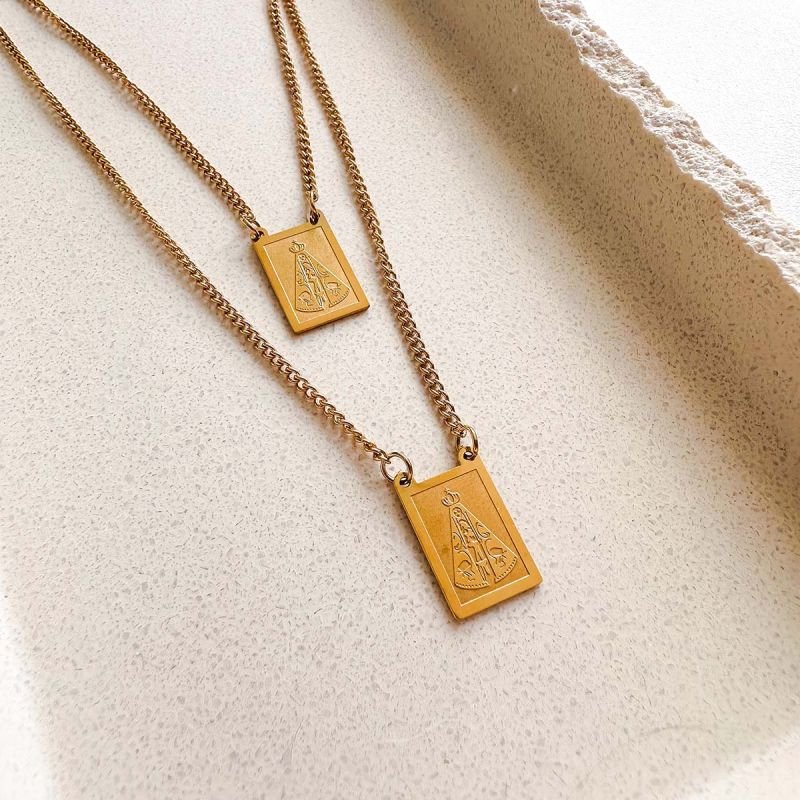 Colar Escapulário Aço Nossa Senhora