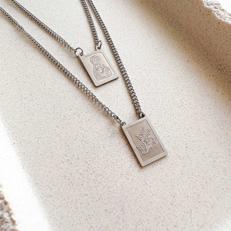 Colar Escapulário Aço São Jorge