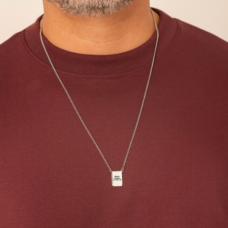 Colar Escapulário de Aço Personalizado Pequeno