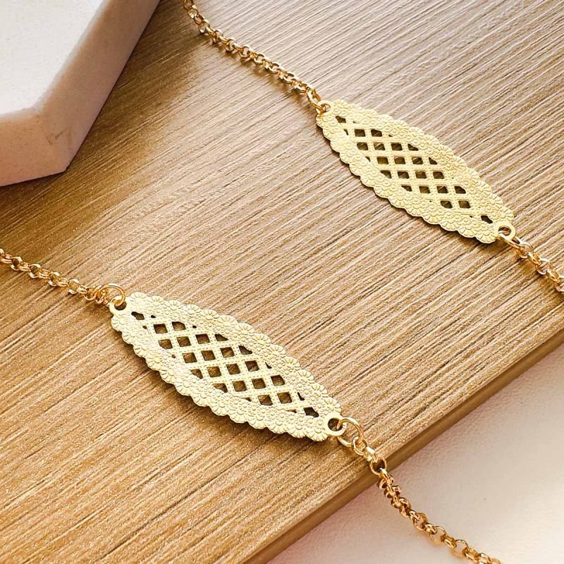 Colar Longo Banhado a Ouro 18K Renda Boho