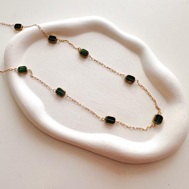 Colar Longo Banhado Vitral