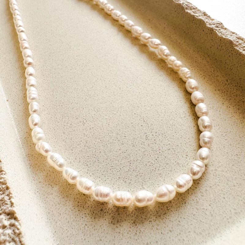 Colar Mini Pérolas de água Doce Banhado a Ouro 18k