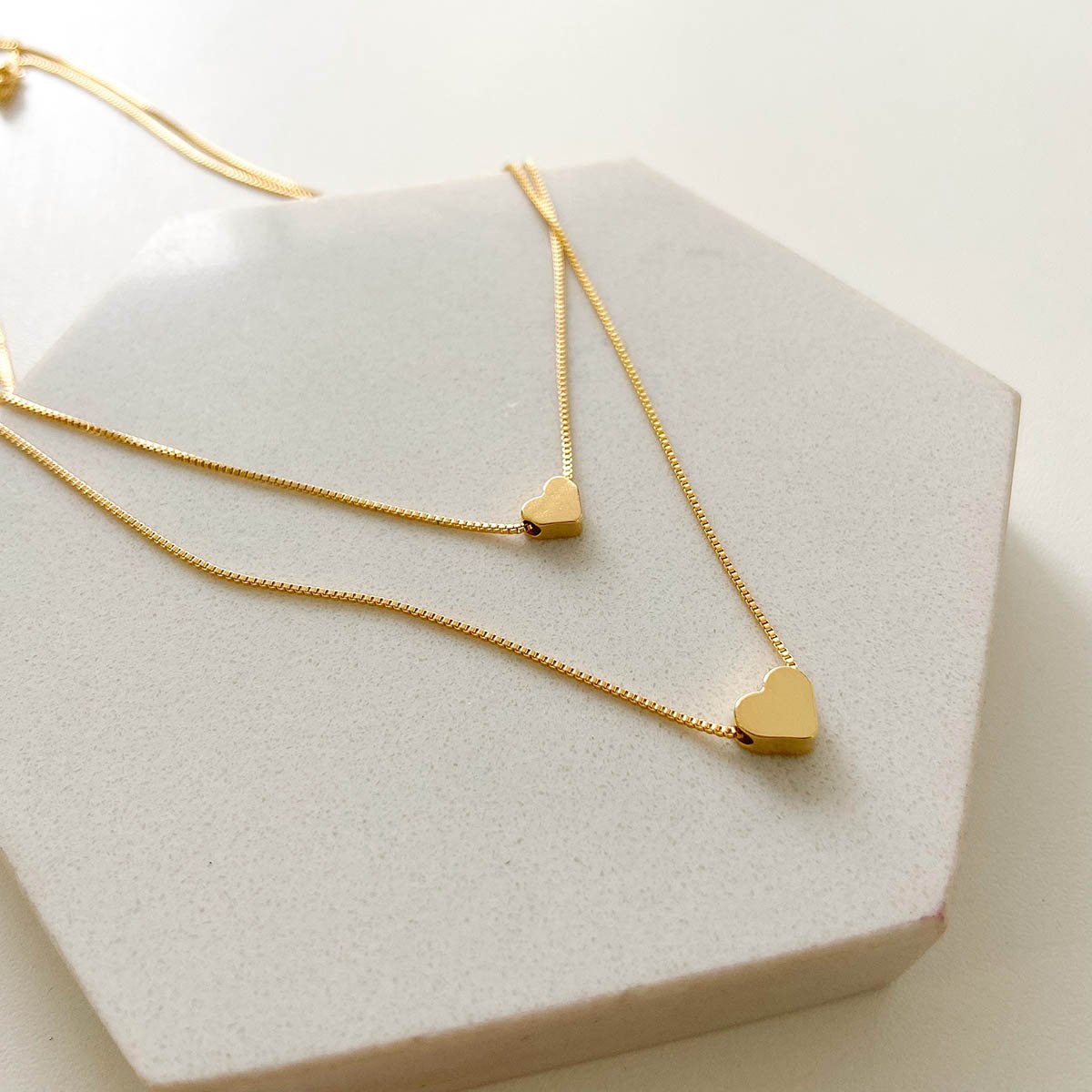 Colar Personalizado Banhado a Ouro 18k Coração Duplo