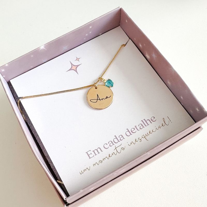 Colar Personalizado Banhado a Ouro 18k Medalha Nome