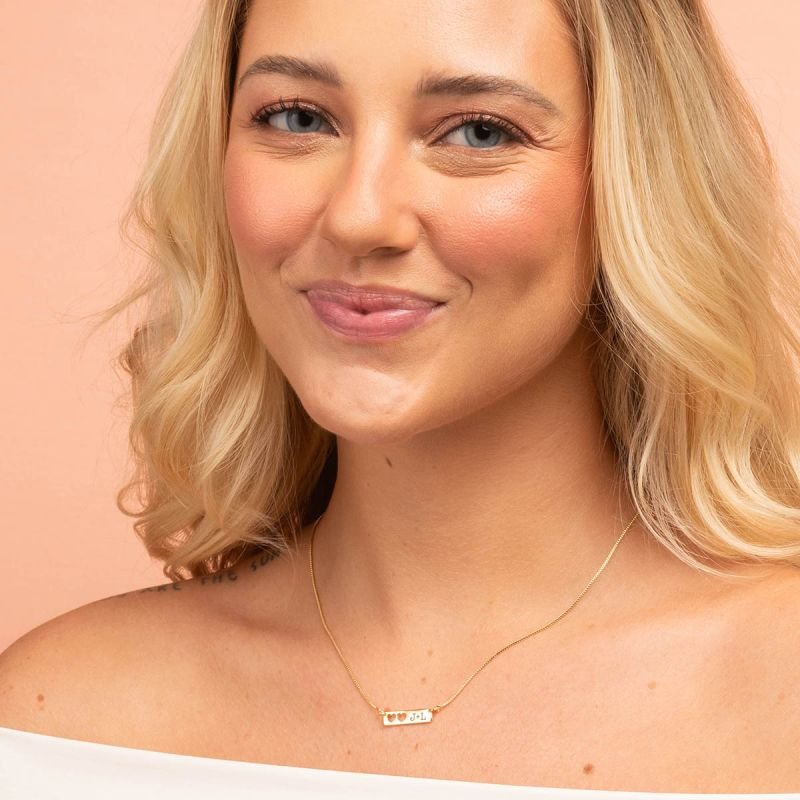 Colar Personalizado Banhado a Ouro 18k Placa Coração