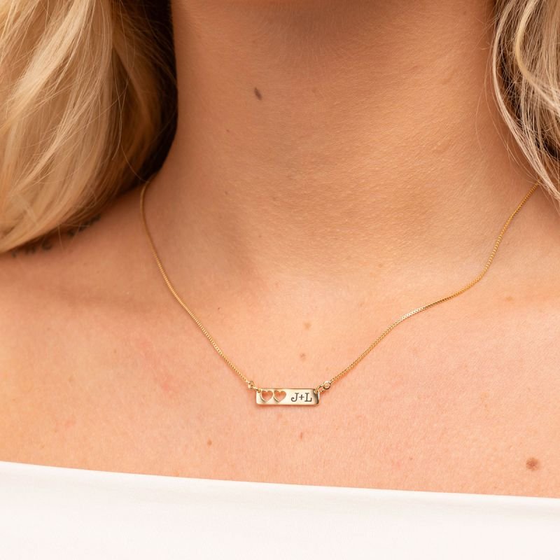 Colar Personalizado Banhado a Ouro 18k Placa Coração