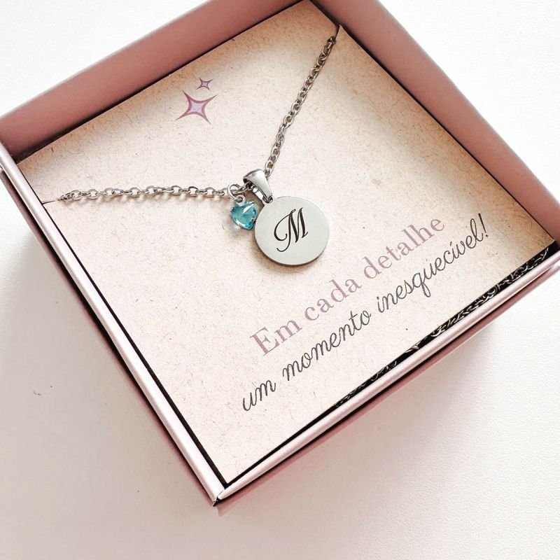 Colar Personalizado Banhado a Ródio Medalha Nome