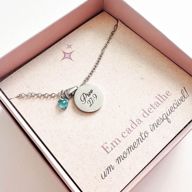 Colar Personalizado Banhado a Ródio Medalha Nome