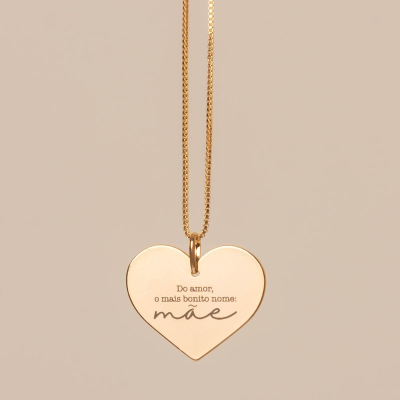 Colar Personalizado Banhado Coração Grande