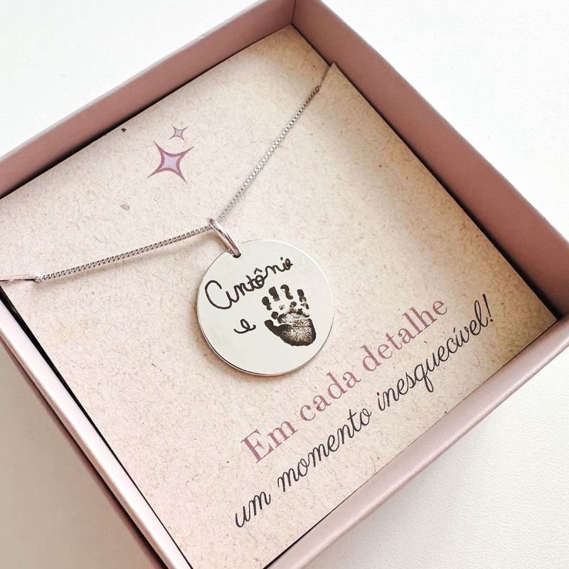 Colar Personalizado Banhado Medalha Redonda Grande