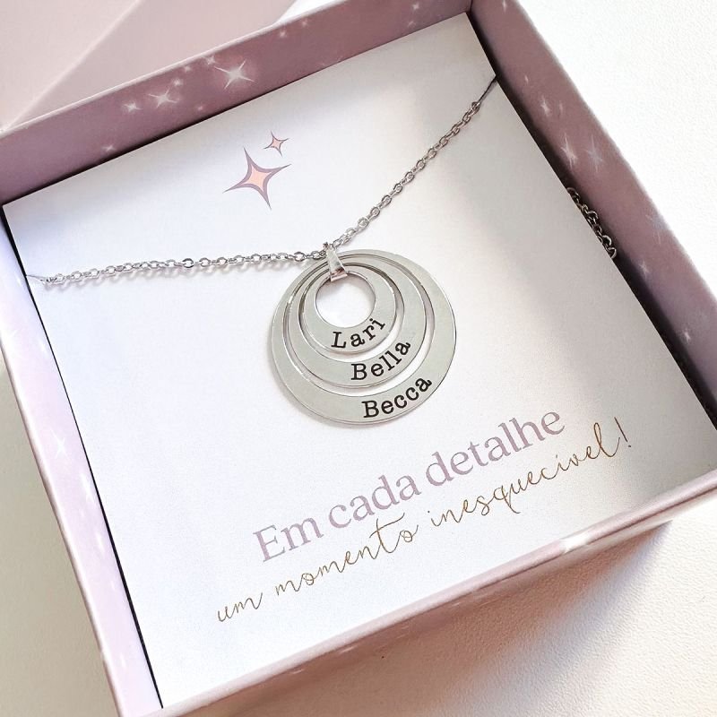 Colar Personalizado Banhado Três Discos