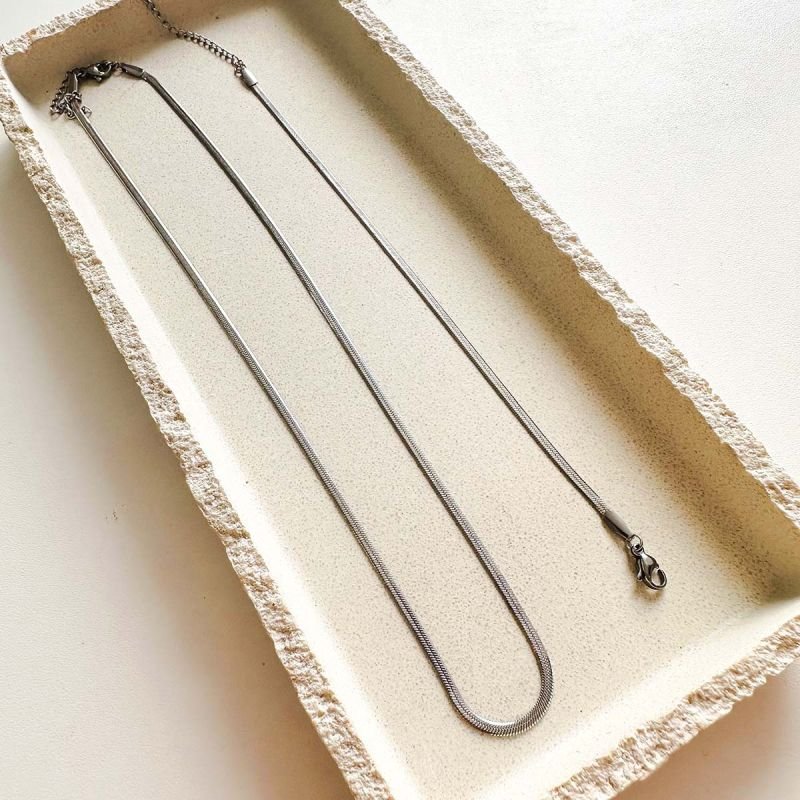 Conjunto Aço Colar e Pulseira Fita Fino