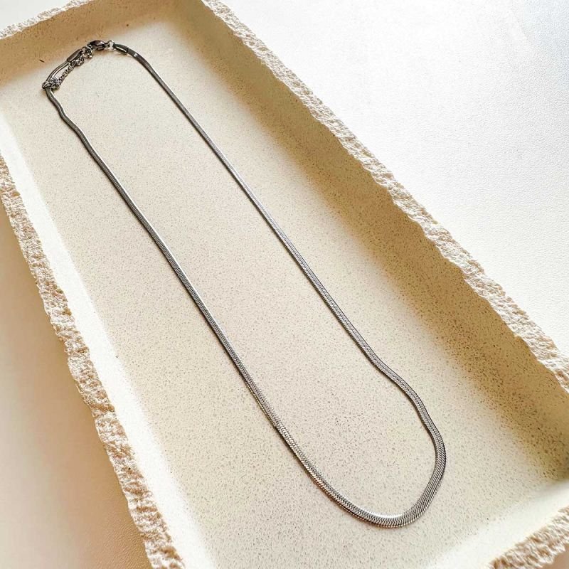 Conjunto Aço Colar e Pulseira Fita Fino