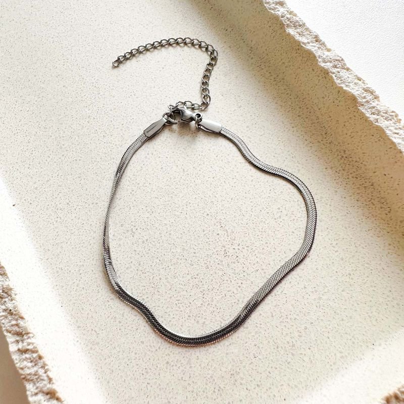 Conjunto Aço Colar e Pulseira Fita Fino