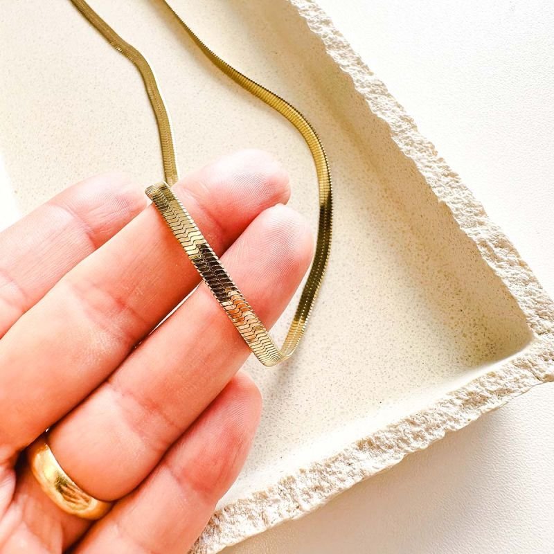 Conjunto Aço Colar e Pulseira Fita Largo