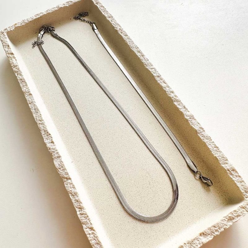 Conjunto Aço Colar e Pulseira Fita Largo