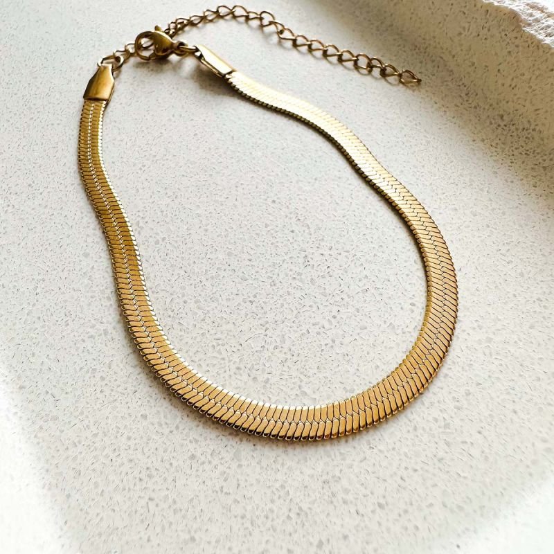 Conjunto Aço Colar e Pulseira Fita Largo