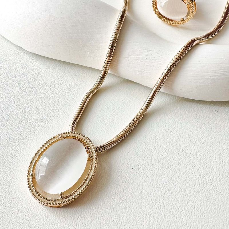 Conjunto Bijuteria Olho de Gato Oval